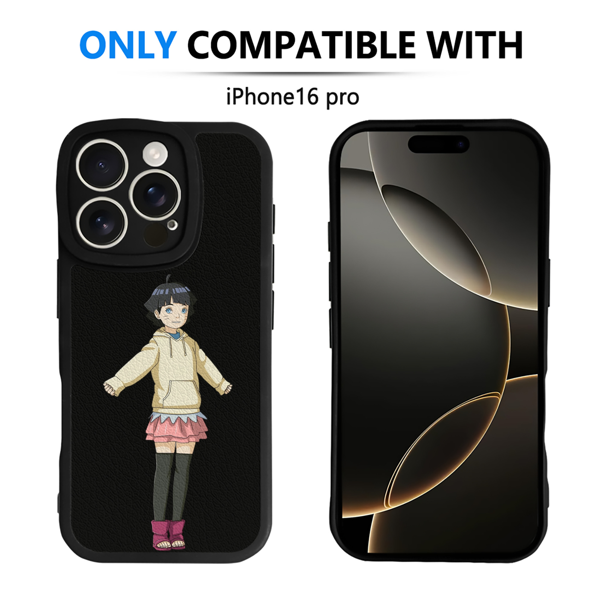 （画像用） NARUTO -ナルト- うずまき ヒマワリ Uzumaki Himawari 【iPhone 16シリーズ対応】シリコンスマホケース（レザー調） 材質：シリコン